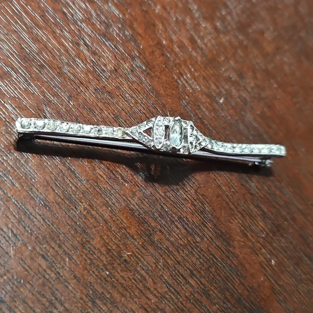 Elegant Silver Barrette with Rhinestone Brooch